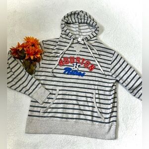 MLB Houston Astros Baseball Striped Hooded Sweatshirt - Small